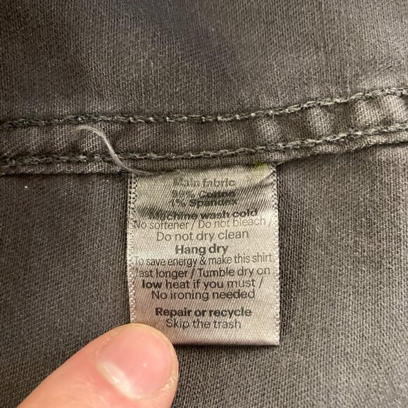 NWOT Men's Poncho Outdoors Black Denim Western Pearl Snap Shirt; Slim Fit - Picture 5 of 7